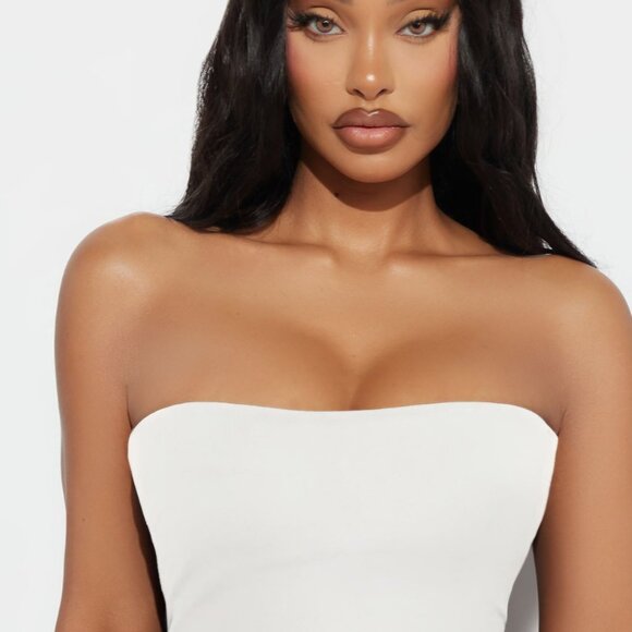 Fashion Nova Dresses & Skirts - Sleeveless boho Bridal Spring white smocked drop waist bodice ruffle skirt 2X